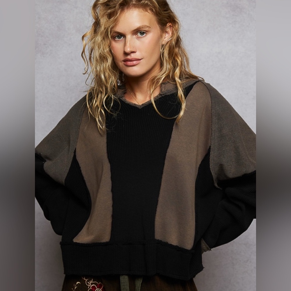 #109 Sale🥳 3 Left POL Chic V-Neck Sweater in Black and Brown